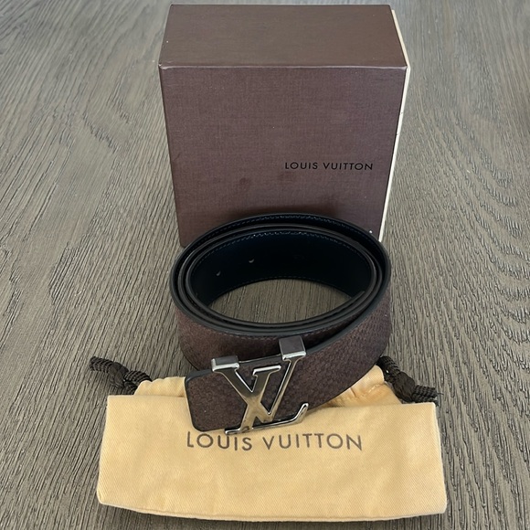 Louis Vuitton Micro Damier Brown Suede Men’s  Belt - Picture 2 of 5